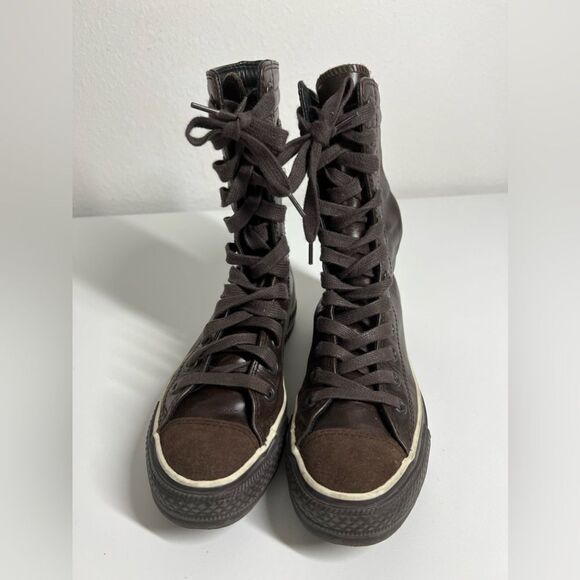Vintage Converse Brown Leather/Suede Hi Top Sneakers Lace Up size 5,5 Y2K - Picture 9 of 10